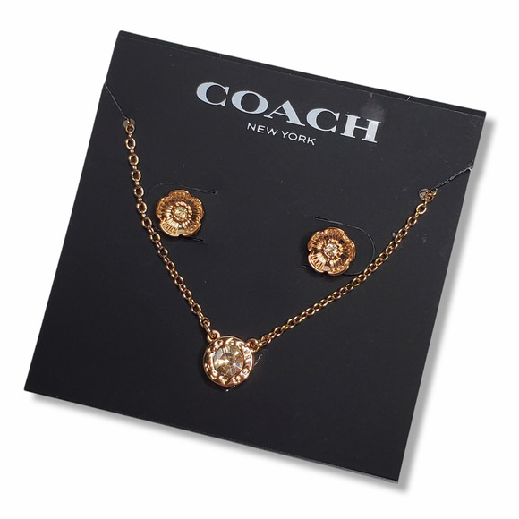 Coach Jewelry - Coach Open Circle Necklace and Tea Rose Stud Set
